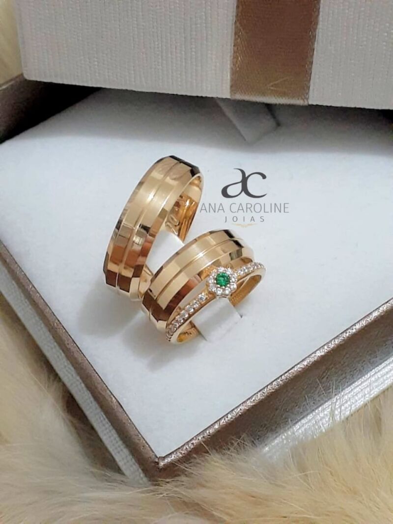 Alianças Tamiris + Anel em Ouro 18k e Zircônia