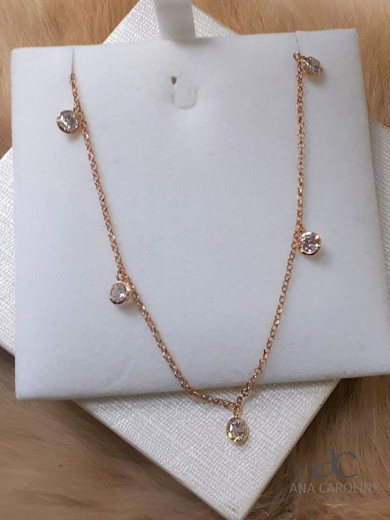 Colar em Ouro 18k 45cm com Zircônia.