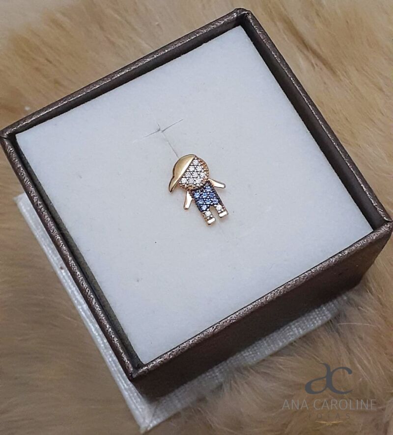 Conjunto de Pingente Menino e Menina em Ouro 18k Cravejada em Zircônia. - Image 3